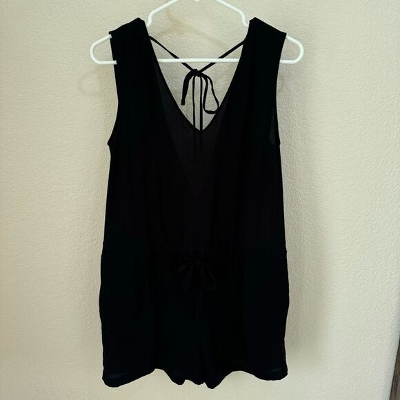 Zara Basic Black Sleeveless Tie-Back Romper - Size M - Picture 4 of 11